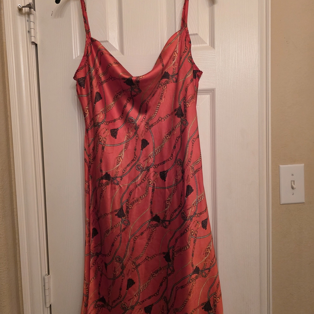 Guess Red and Gold Satin Dress